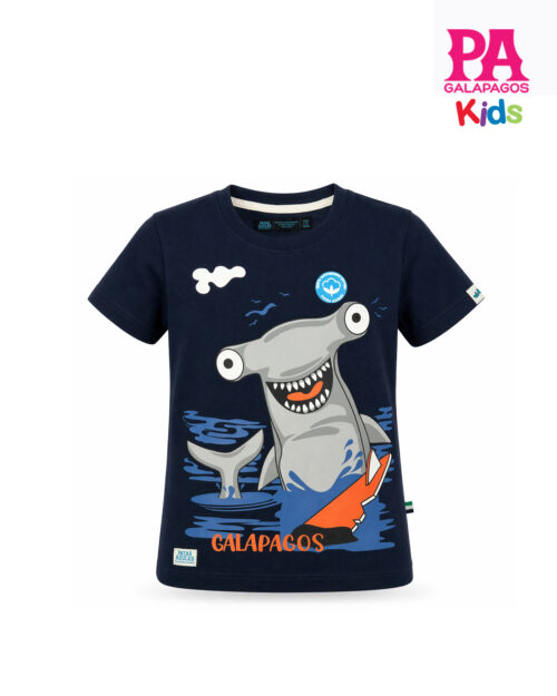 Camiseta Azul Con Tiburón Martillo Galapagos Islands