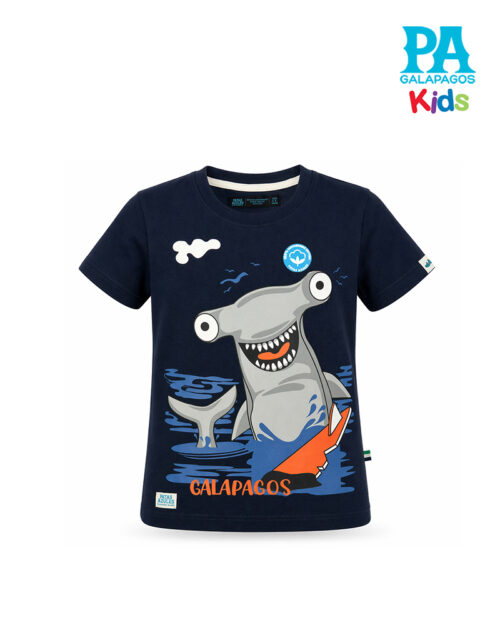 Camiseta Azul Marino Con Tiburón Martillo Galapagos Islands