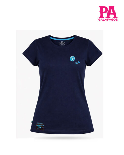 Camiseta Básica De Mujer Azul Marino Con Patas De Piquero Bordadas