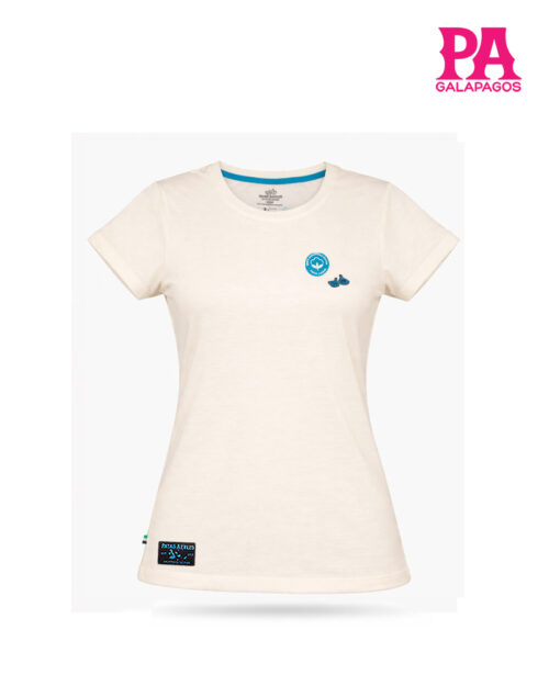 Camiseta Básica De Mujer Color Crudo Con Patas De Piquero Bordadas