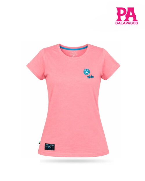 Camiseta Básica De Mujer Color Rosada Con Patas De Piquero Bordadas