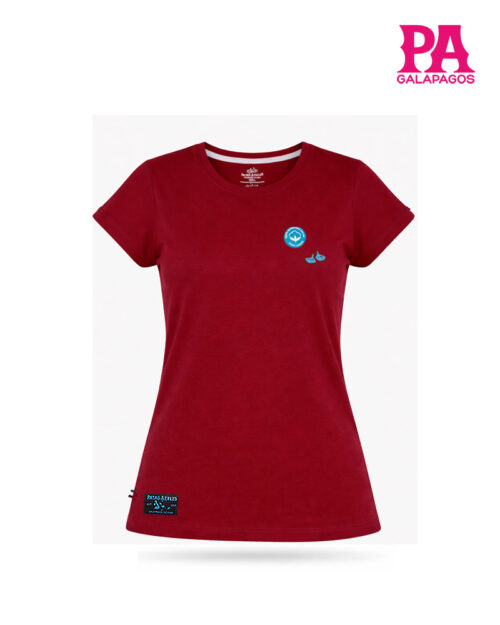 Camiseta Básica De Mujer Color Vino Con Patas De Piquero Bordadas