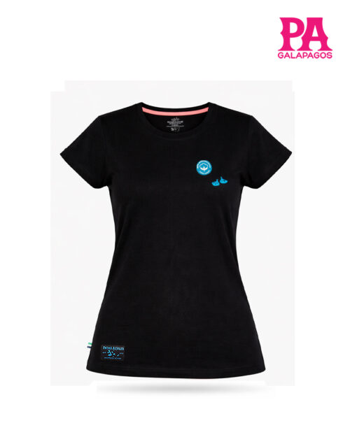 Camiseta Básica De Mujer Negra Con Patas De Piquero Bordadas