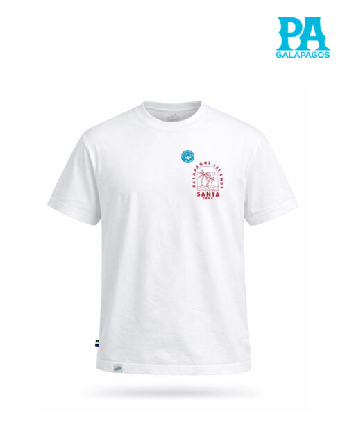 Camiseta Blanca Con Frase Santa Cruz Y Palmeras Rojas