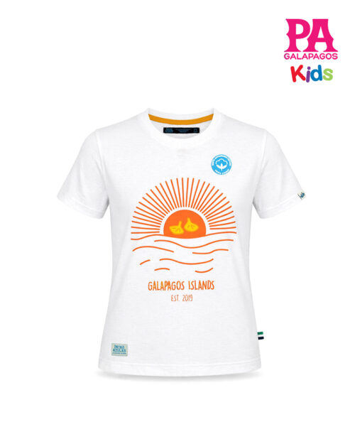 Camiseta Blanca Con Sol Y Atardecer Galapagos Islands