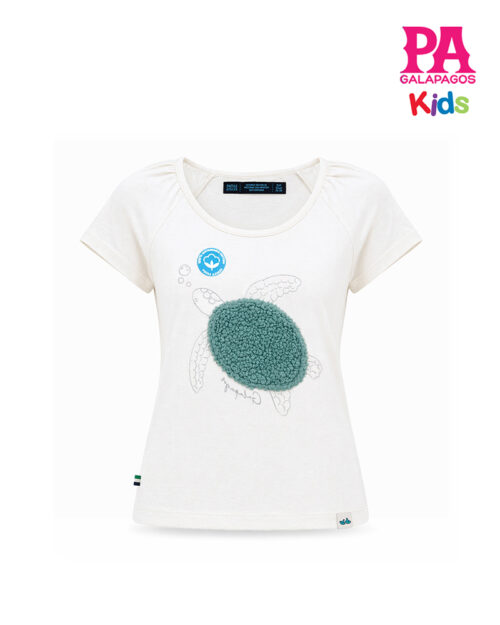 Camiseta Blanca Con Tortuga Marina Bordada