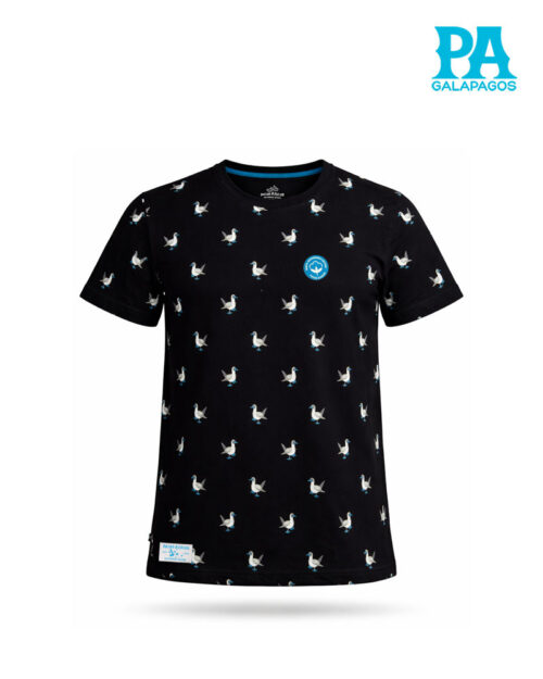 Camiseta Negra Con Patrón De Piqueros Patas Azules
