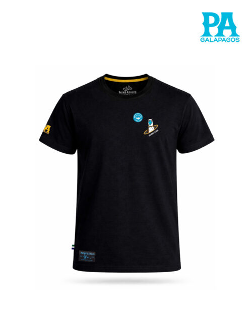 Camiseta Negra Con Piquero Patas Azules Dentro De Combi