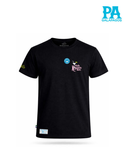 Camiseta Negra Pink Iguana Con Atardecer De Playa