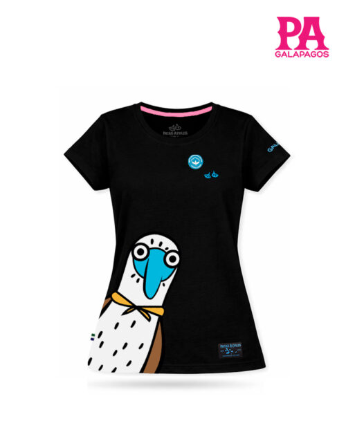 Camiseta Para Mujer Negra Con Piquero Saliendo De La Esquina