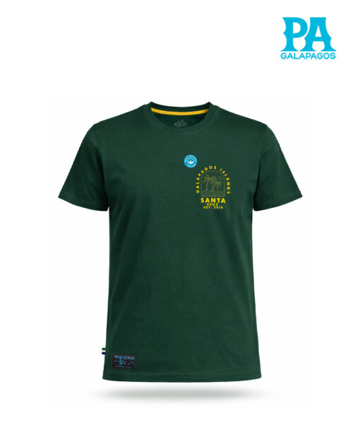 Camiseta Verde Con Frase Santa Cruz Y Palmeras Amarillas