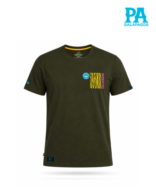 Camiseta Verde Militar Con Tortuga Terrestre Y Galapagos De Colores