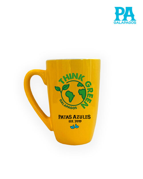 Taza Alta Amarilla Con Planeta Think Green