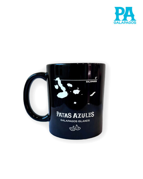 Taza Alta Cilíndrica Negra Con Mapa De Las Islas Galápagos