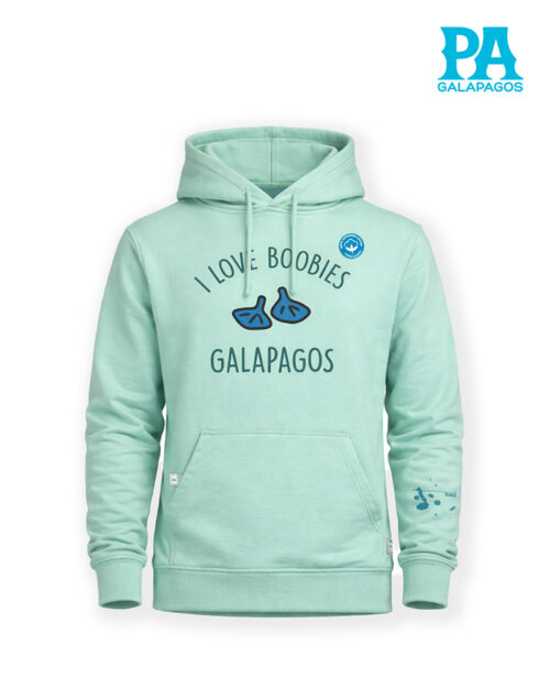 Hoodie Color Menta Con Frase I Love Boobies Galapagos En Turquesa