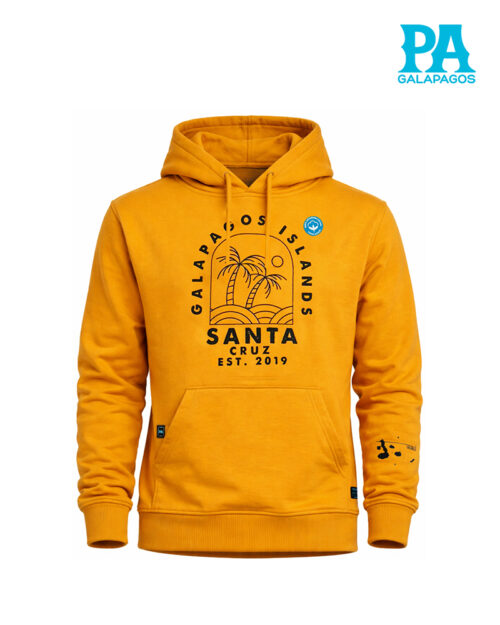 Hoodie Color Mostaza Con Letras Negras Santa Cruz