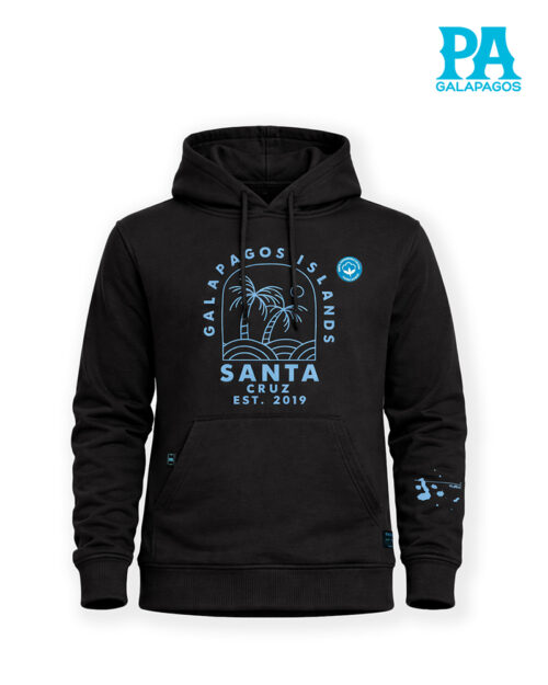 Hoodie Color Negro Con Letras Celestes Santa Cruz