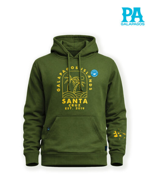 Hoodie Color Verde Militar Con Letras Amarillas Santa Cruz