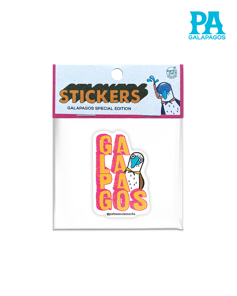 Sticker De Palabra Galápagos Amarillo Con Fucsia Y Piquero Patas Azules - Image 2