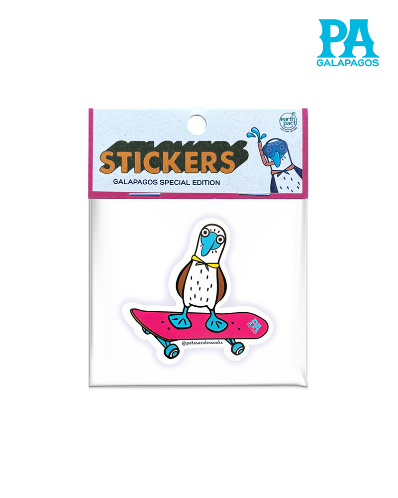 Sticker De Piquero De Patas Azules En Patineta Fucsia - Image 2