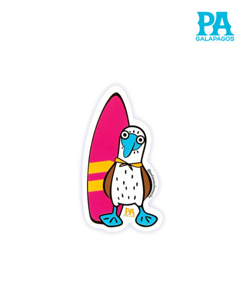 Sticker De Piquero Con Tabla De Surf Color Fucsia