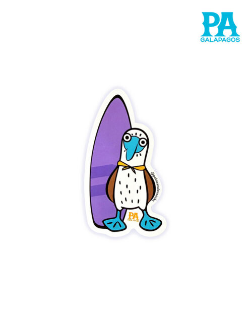 Sticker De Piquero Con Tabla De Surf Color Morado