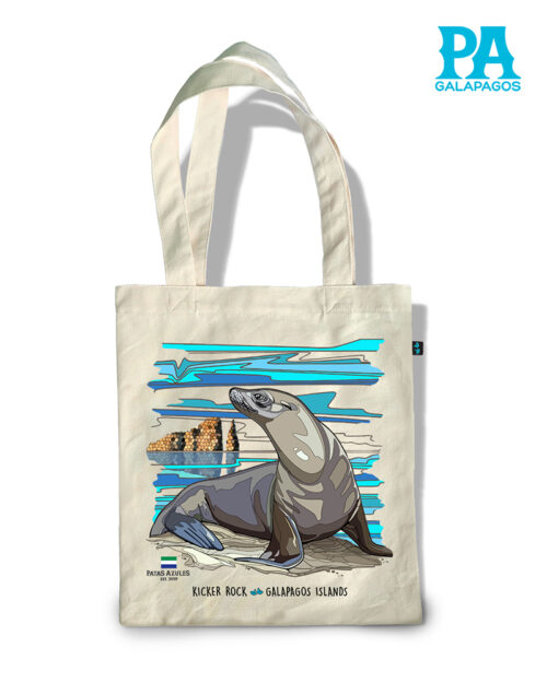 TOTE BAG CON LEÓN MARINO FRENTE A KICKER ROCK