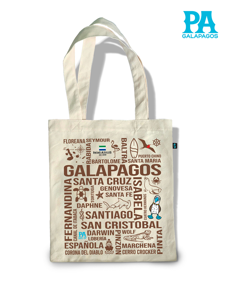 TOTE BAG CON NOMBRES DE LAS ISLAS DE GALÁPAGOS
