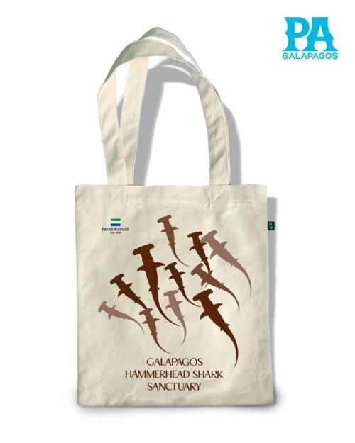 TOTE BAG CON TIBURONES MARTILLO DE GALÁPAGOS SANCTUARIO COLOR SEPIA
