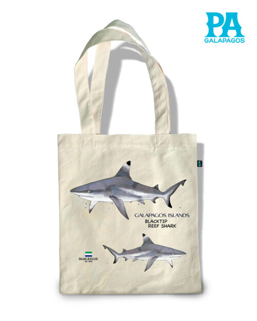 TOTE BAG CON TIBURONES PUNTA NEGRA DE GALÁPAGOS