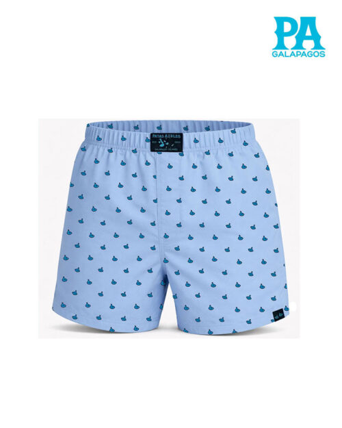 Boxer Celeste Claro Con Patrón De Patas De Piquero Azules