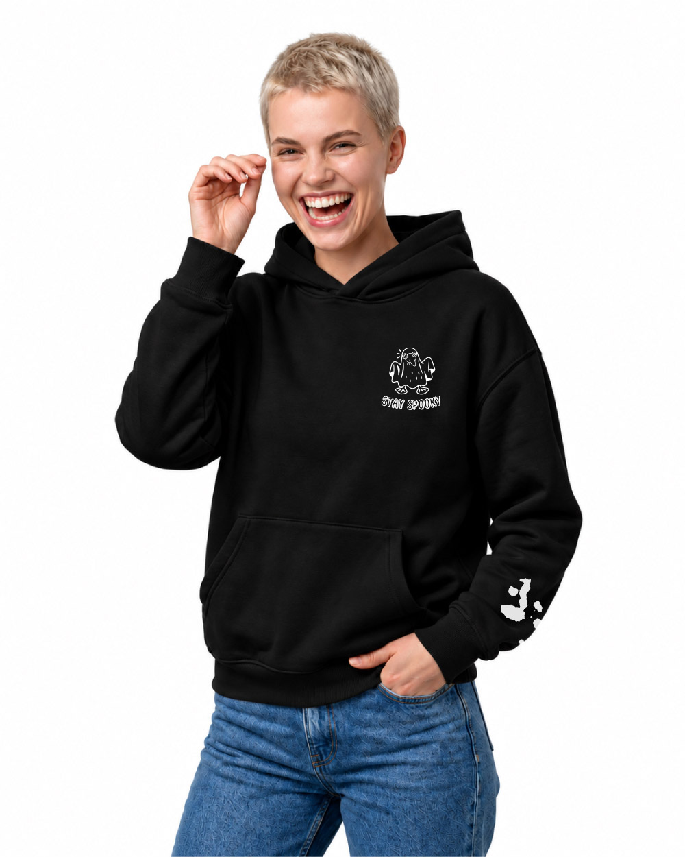Hoodie Unisex Stay Spooky Halloween - Color Negro - Image 3